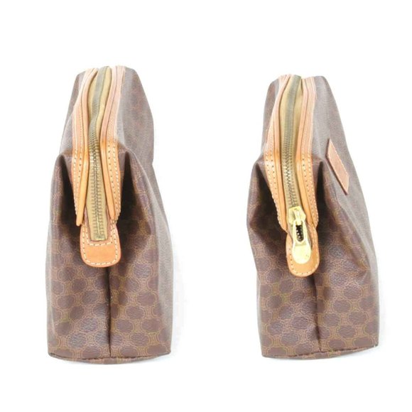 CELINE Macadam Pattern Pouch / Leather Brown Women's 1355240910434T - Picture 3 of 9